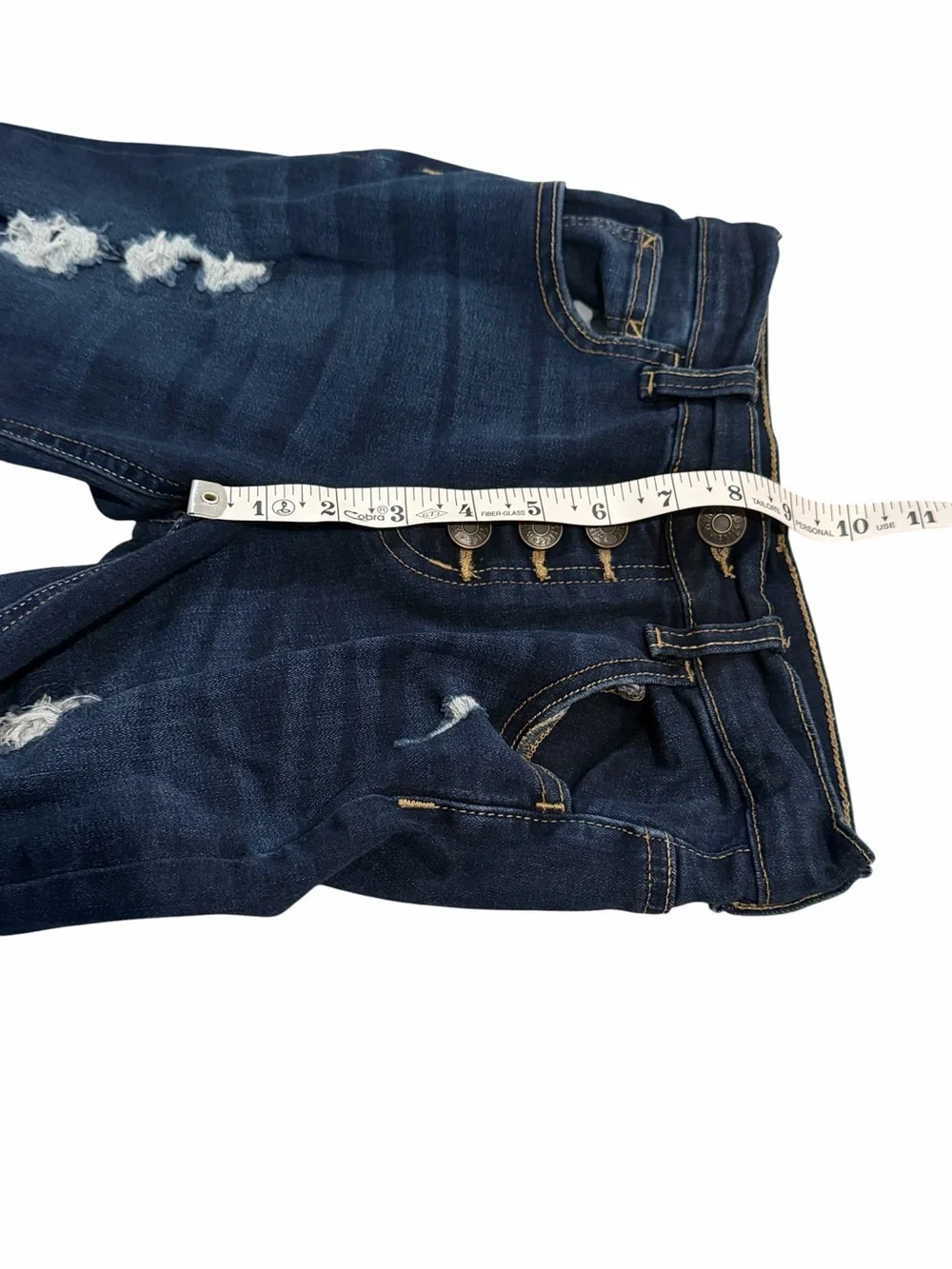 Justice Girls Distressed Skinny Jeans Dark Wash Button Fly Size 12